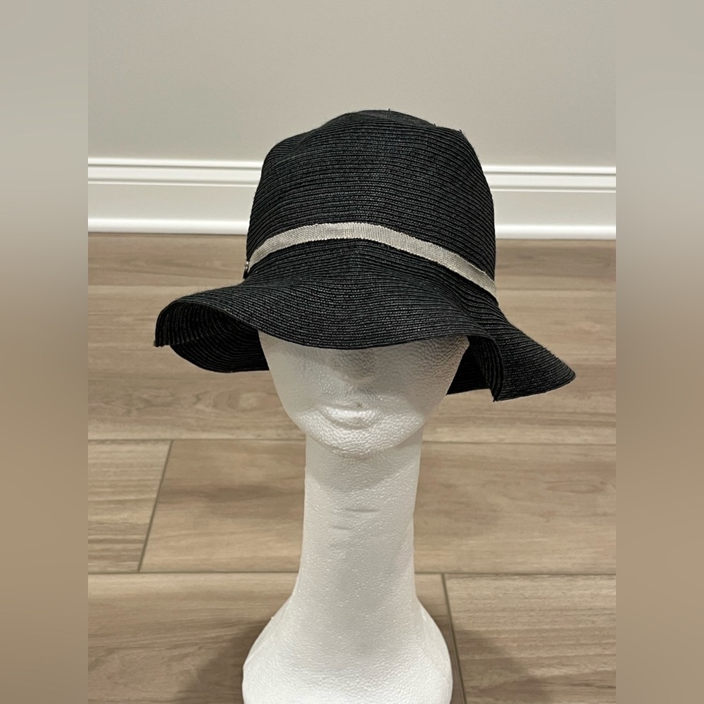 Borsalino Ladies Floppy Sun Fashion Hat Woman's Black PAGLIA 100％ Maid in Italy